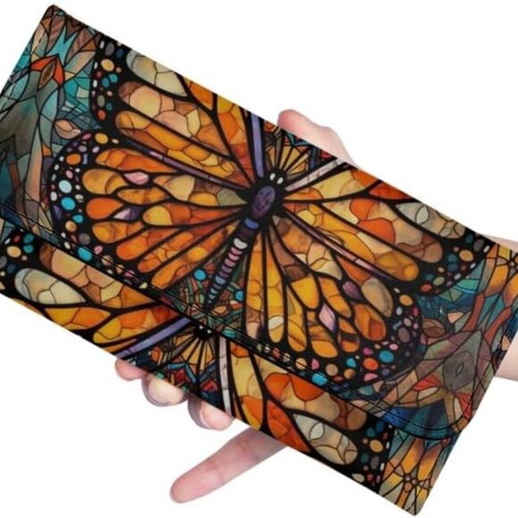 Women PU Leather Long Wallet Multi Slot Card Holder Zipper Coin Pocket - Picture 5 of 7